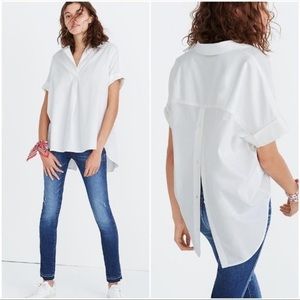 Madewell The Courier Button-Back Short Sleeve Collared Shirt - White